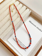 Load image into Gallery viewer, Blossom studio·Natural South Red Agate Laps Pauli Stitching Necklace｜Customized｜40+5 https://www.xiaohongshu.com/goods-detail/6582bec046743600016708da