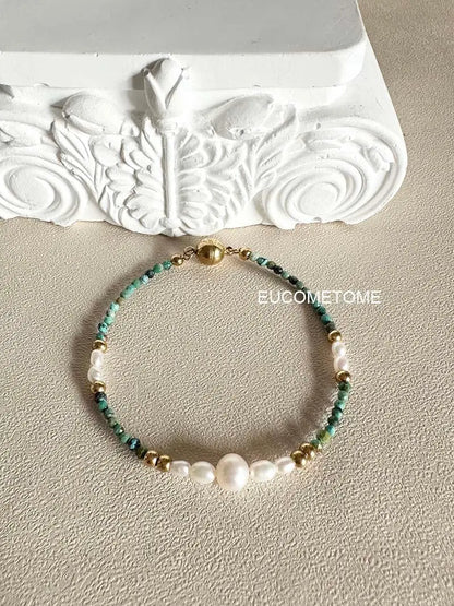 EUCOMETOME · 【Original】Mengzhong Garden｜Natural Turquoise Pearl Bracelet · 16.5cm(Wrist Size Net Size for One Circle14.5-15cm） https://www.xiaohongshu.com/goods-detail/652624793168ac0001f1715b