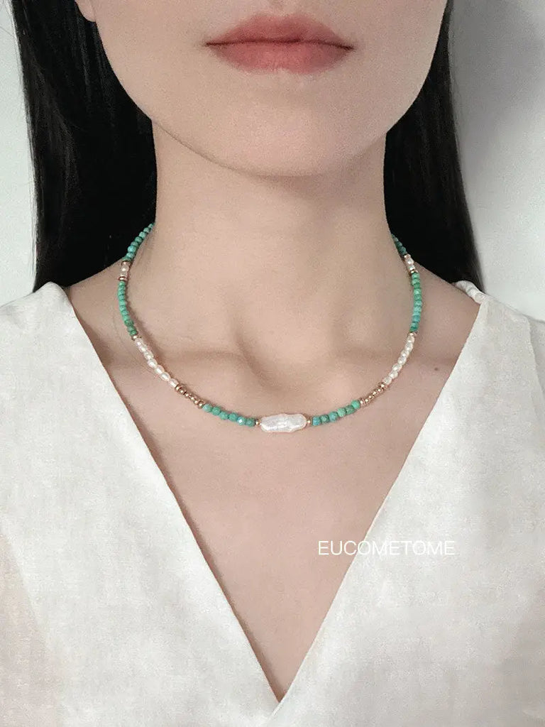 【Original】Eternal Love｜Natural Turquoise&Baroque Necklace https://www.xiaohongshu.com/goods-detail/651a58272d9cd80001749259