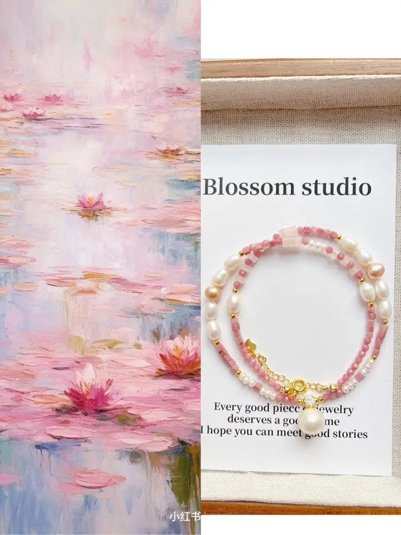 Blossom studio·Pink Natural Stone Pearl Stitching Necklace｜Elegant White｜40+5 cm https://www.xiaohongshu.com/goods-detail/65b0d7e9adec650001716057