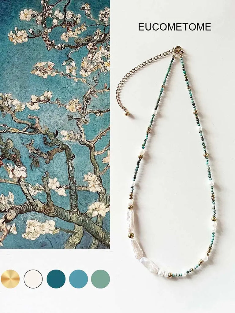 【Original】Van Gogh《Blooming Apricot Flower》｜Natural Turquoise Baroque Necklace https://www.xiaohongshu.com/goods-detail/65311df089cbb90001660ae2