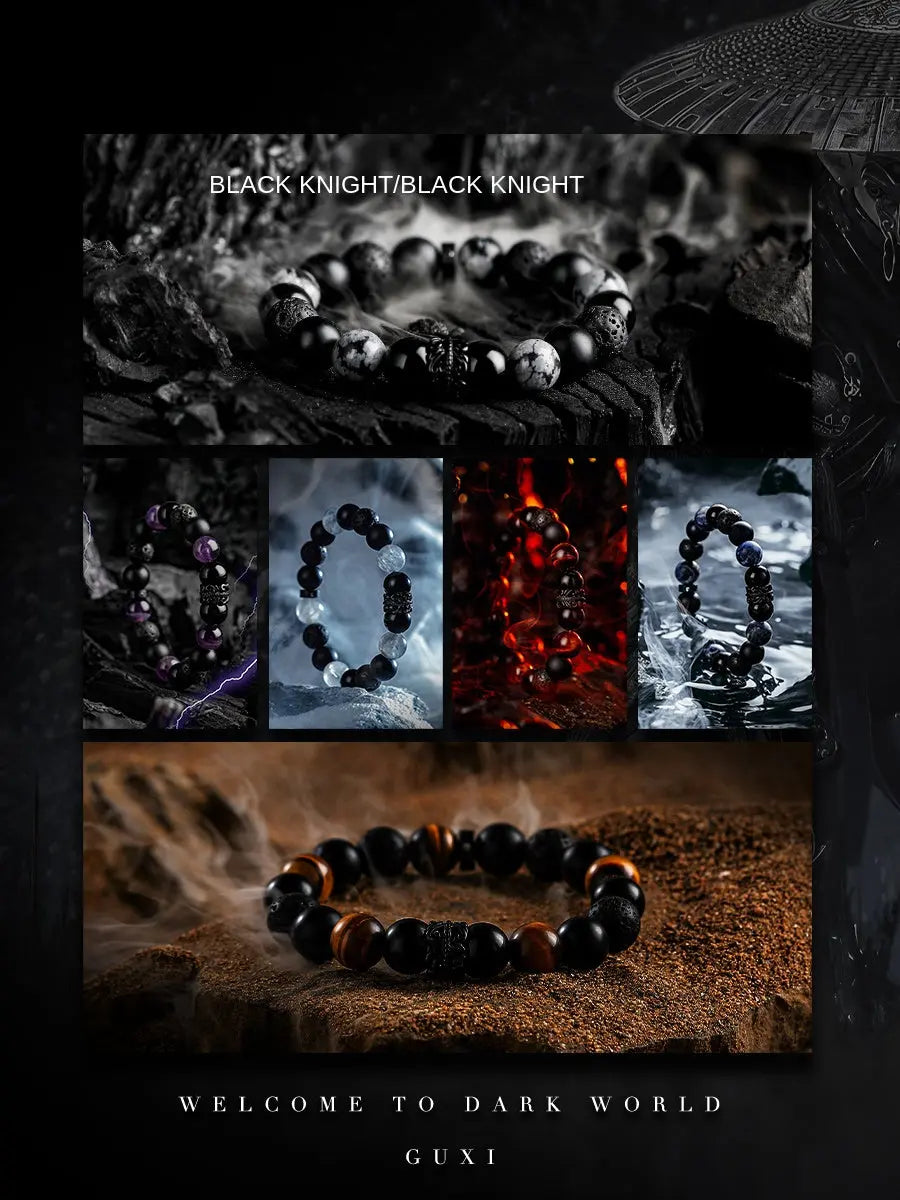 Fengshui crystal jewelry[Black Warrior] Obsidian Amethyst Bracelet Buddha&Energy