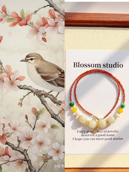 Blossom studio·National Style Median Jade South Red Natural Stone Stitching Necklace｜40+5 · Red https://www.xiaohongshu.com/goods-detail/65a1035dff7b51000129678c
