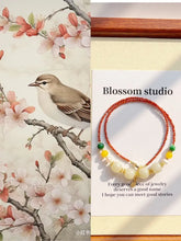 Load image into Gallery viewer, Blossom studio·National Style Median Jade South Red Natural Stone Stitching Necklace｜40+5 · Red https://www.xiaohongshu.com/goods-detail/65a1035dff7b51000129678c