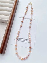 Load image into Gallery viewer, Blossom studio·Grass Rose Freshwater Pearl Natural Stone Stitching Necklace｜Customized｜50cm https://www.xiaohongshu.com/goods-detail/65a36189ff7b510001323db2