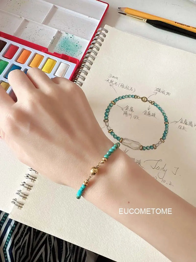 EUCOMETOME · 【Original】Eternal Love｜Natural Turquoise&Baroque Pearl Bracelet · 15.5cm(Wrist Size Net Size for One Circle13.5-14cm） https://www.xiaohongshu.com/goods-detail/65237b788758c400018f829a