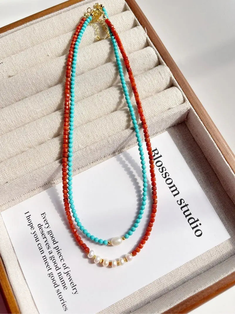 Blossom studio·National Style Southern Red Agate Natural Stone Pearl Stitching Necklace｜40+5｜Customized · Sky Blue https://www.xiaohongshu.com/goods-detail/65b0a897dd621c000150d66f