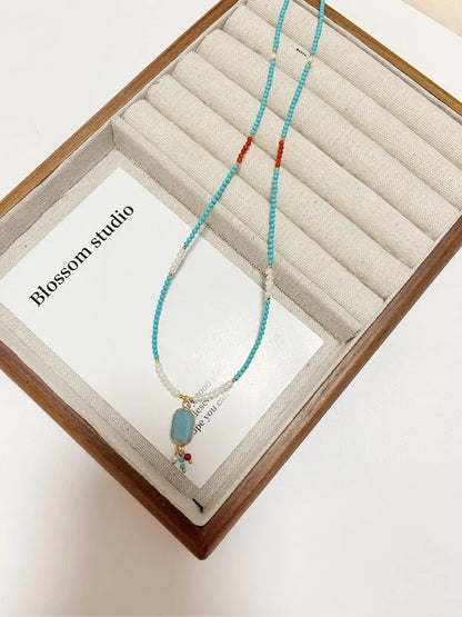 Blossom studio·Natural Turquoise Red Agate Pearl Stitching Necklace｜Customized｜50+5 https://www.xiaohongshu.com/goods-detail/657ec9ab65ea320001484bc1