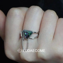 Load image into Gallery viewer, Black Zircon Chain Adjustable  Ring https://www.xiaohongshu.com/goods-detail/6571de979cf6bb00014d26ac