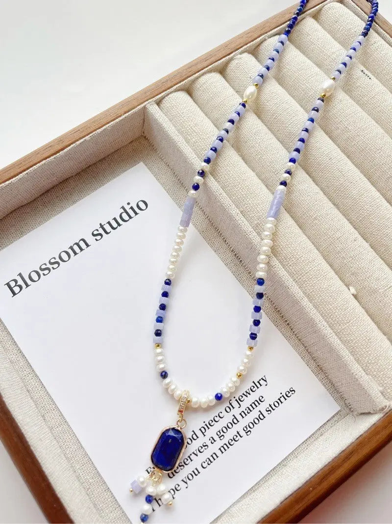 Blossom studio·Clear Sky925Sterling Silver Natural Stone Pearl Stitching Necklace｜50+5Customized https://www.xiaohongshu.com/goods-detail/65c2e6ee4282260001721156