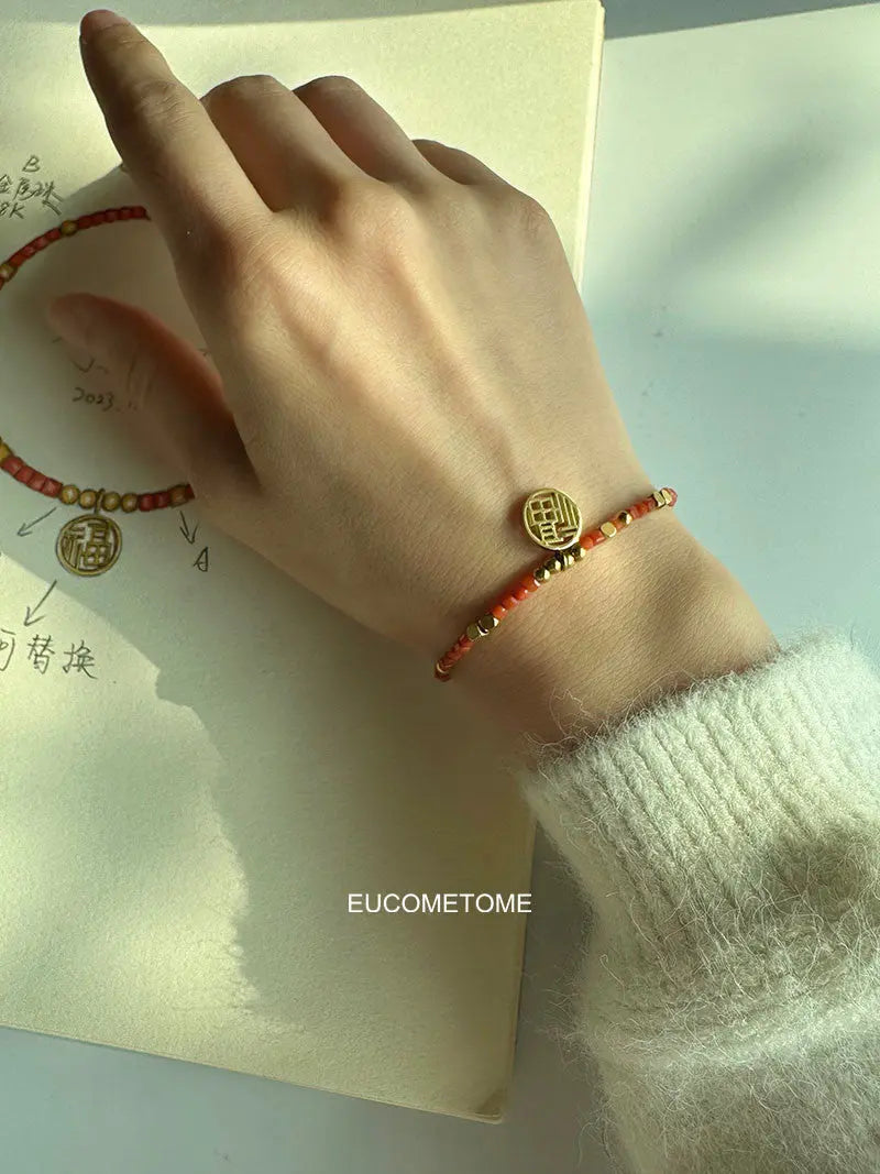 EUCOMETOME · 【Original】Get What You Want｜Natural South Red Agate Bracelet · “Le”， Enjoy Life 18+2.5cmExtension Chain（Suitable for Cleaning Hand Circumference16-17.5cm） https://www.xiaohongshu.com/goods-detail/6598d92418def20001c6d981