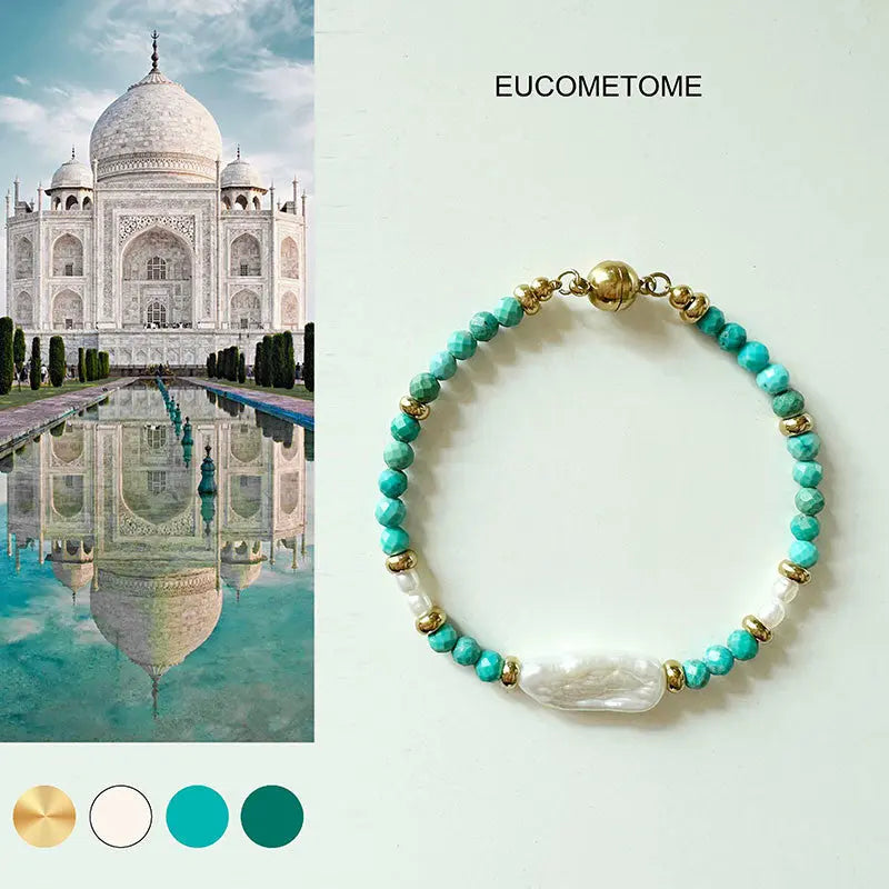 EUCOMETOME · 【Original】Eternal Love｜Natural Turquoise&Baroque Pearl Bracelet · 15.5cm(Wrist Size Net Size for One Circle13.5-14cm） https://www.xiaohongshu.com/goods-detail/65237b788758c400018f829a