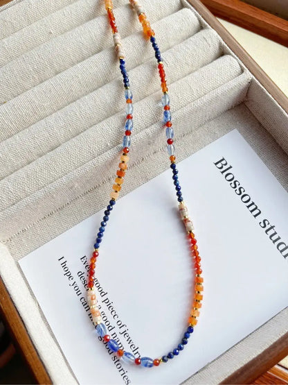 Blossom studio·S925Sterling Silver National Style Dunhuang Natural Stone Stitching Necklace｜48+5m https://www.xiaohongshu.com/goods-detail/6587f2a43bd6340001e0a77c