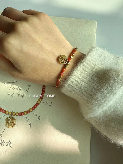 EUCOMETOME · 【Original】Get What You Want｜Natural South Red Agate Bracelet · “Le”， Enjoy Life 18+2.5cmExtension Chain（Suitable for Cleaning Hand Circumference16-17.5cm） https://www.xiaohongshu.com/goods-detail/6598d92418def20001c6d981