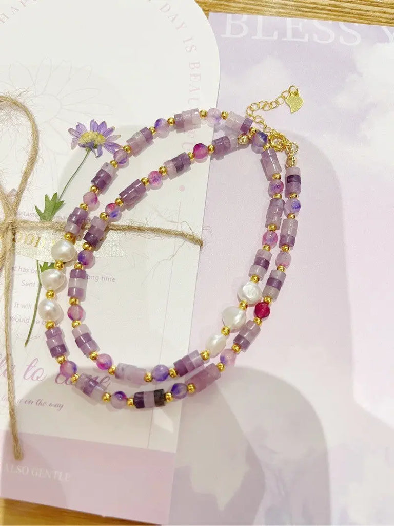 Blossom studio·925Sterling Silver Purple Natural Stone Pearl Stitching Necklace｜40+5|Customized · Purple Single Bead Pendant https://www.xiaohongshu.com/goods-detail/65ba09def8a5d500015bd3f5