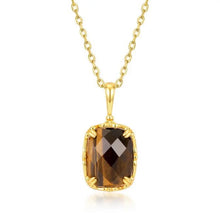 Load image into Gallery viewer, Blossom studio·S925Sterling Silver Tiger eye Double-Sided Pendant Necklace｜41+5cm https://www.xiaohongshu.com/goods-detail/64f2c877ac665000012c43ac