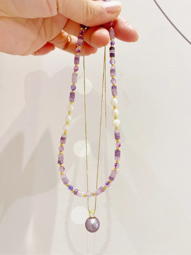Blossom studio·925Sterling Silver Purple Natural Stone Pearl Stitching Necklace｜40+5|Customized · Purple Single Bead Pendant https://www.xiaohongshu.com/goods-detail/65ba09def8a5d500015bd3f5