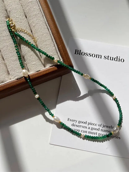 Blossom studio·S925Sterling Silver Emerald Green Natural Stone Pearl Stitching Necklace｜Customized https://www.xiaohongshu.com/goods-detail/655834de54251d0001557c02