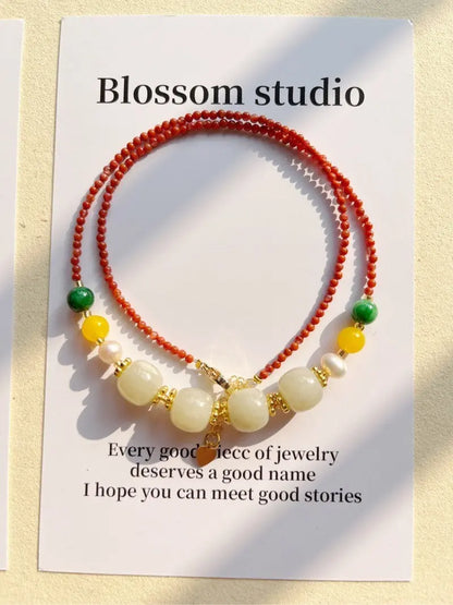 Blossom studio·National Style Median Jade South Red Natural Stone Stitching Necklace｜40+5 · Red https://www.xiaohongshu.com/goods-detail/65a1035dff7b51000129678c