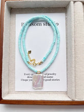 Load image into Gallery viewer, Blossom studio·S925Sterling Silver Light Blue Turquoise Natural Stone Pearl Necklace｜50+5 https://www.xiaohongshu.com/goods-detail/6562fecc52ae0b0001bde1c3