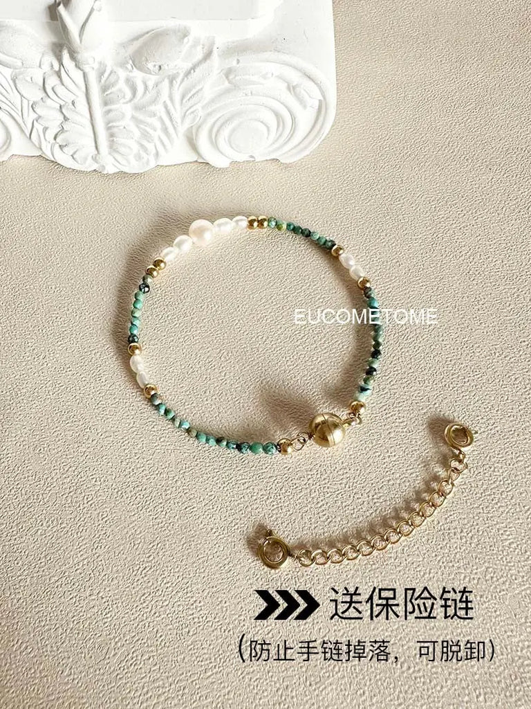 EUCOMETOME · 【Original】Mengzhong Garden｜Natural Turquoise Pearl Bracelet · 16.5cm(Wrist Size Net Size for One Circle14.5-15cm） https://www.xiaohongshu.com/goods-detail/652624793168ac0001f1715b