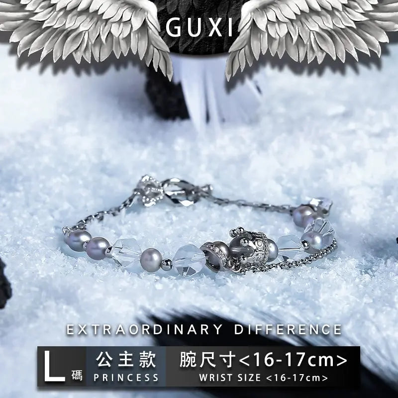 GUI [Knight Princess] Niche Couple Bracelet High Sense Crystal Beads Bracelet for Boys Girlfriend Gift Buddha&Energy