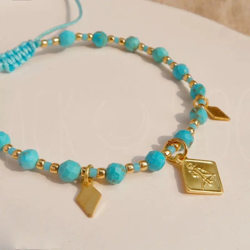 Original Bracelet | Gypsy Natural Turquoise Shareholder Bead Brass Pendant Buddha&Energy