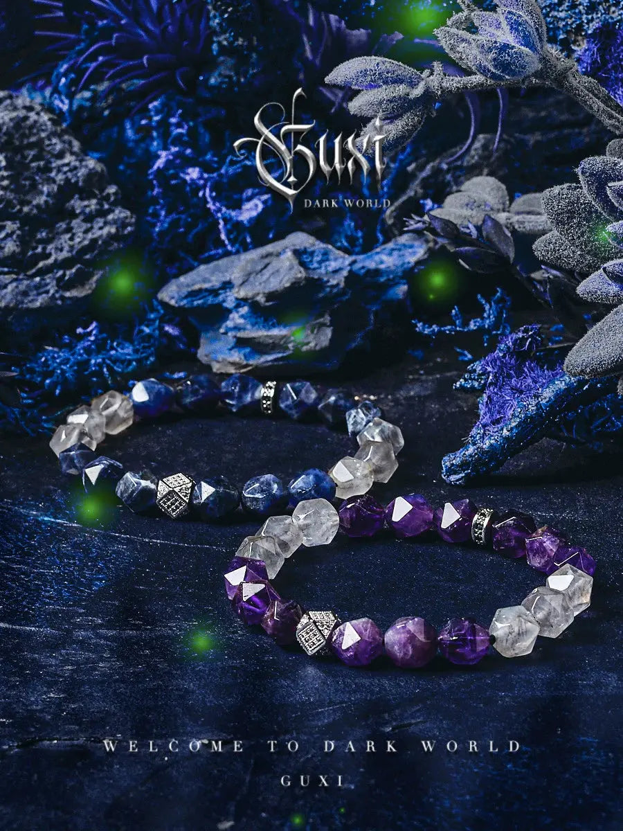 Guli [Fantasy Dream] Amethyst Bracelet Boys Niche Original Design Bead Bracelets for Boyfriend Ornament Buddha&Energy