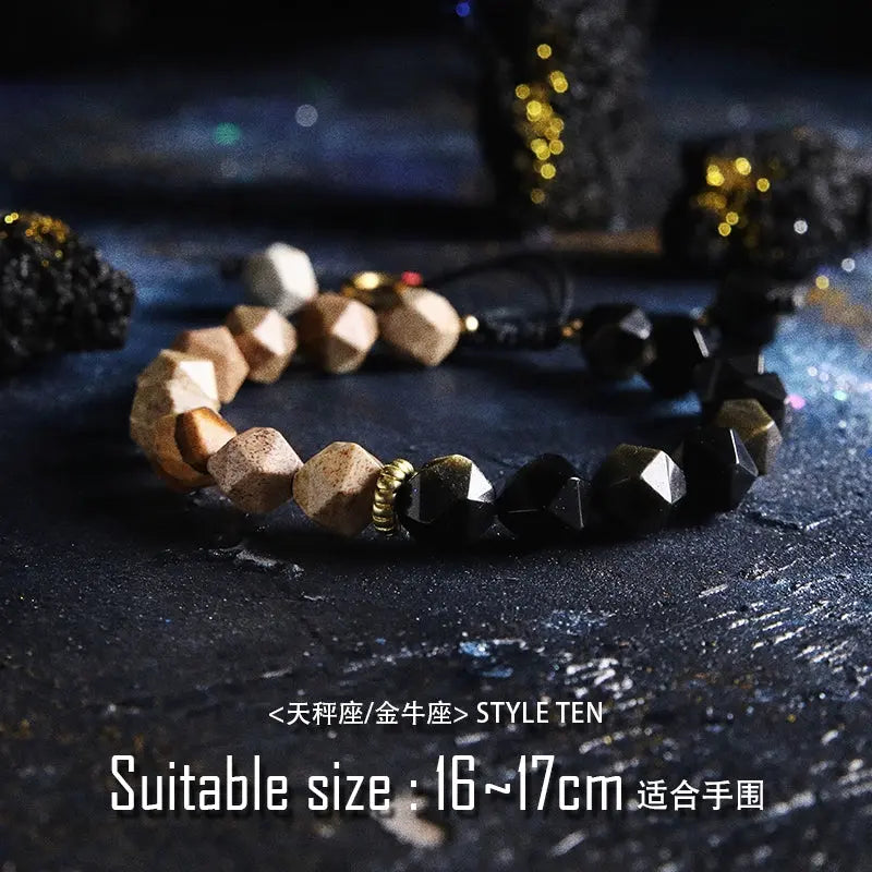 [Constellation] Original Bracelet Men's High Sense Twelve Constellation Couple's Agate Bead Bracelets Buddha&Energy