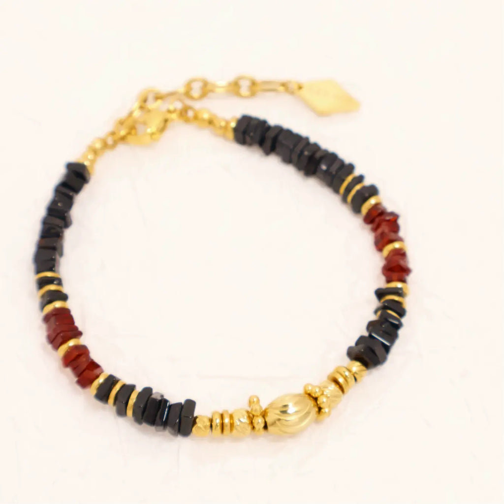 Black Wood | Royal Home Obsidian Powder Water Garnet Custom Beaded Necklace Buddha&Energy