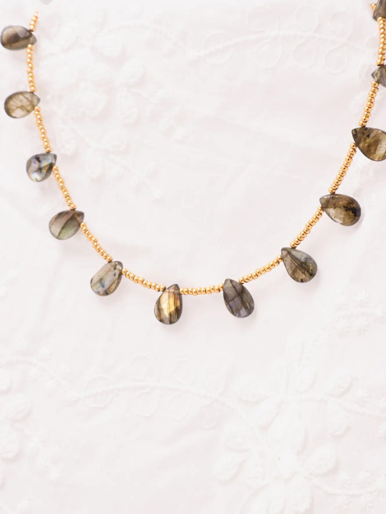 Black Wood | "Saint's Staff" Labradorite Series Custom Beaded Necklace Suit Buddha&Energy