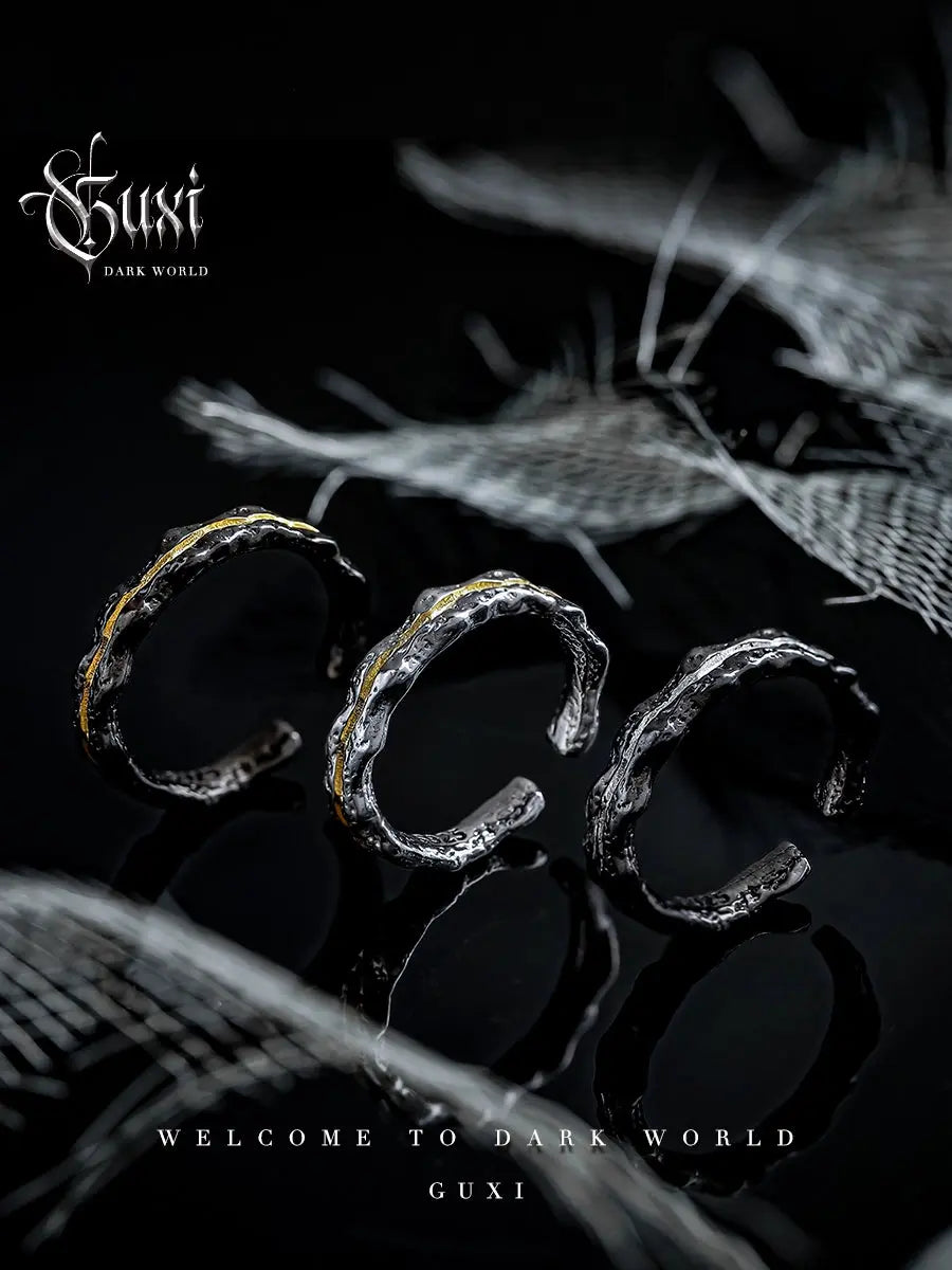 Guxi [Dawn] Niche Retro 925 Silver Ring Men's Black with Opening AdjusBuddha&EnergyBuddha&EnergyGuxi [Dawn] Niche Retro 925 Silver Ring Men'