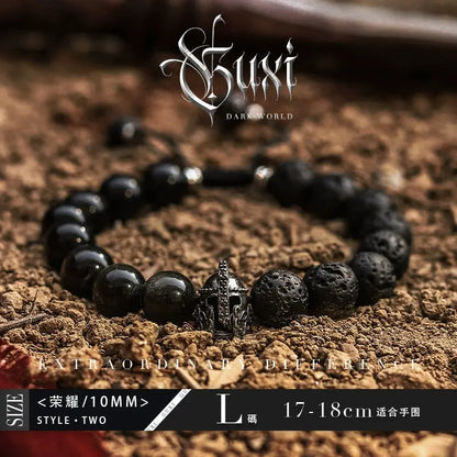 GUI [Gladiator] Vintage Obsidian Bracelet Men's Trendy High Sense Niche Volcanic Rock Bead Bracelets Ornament Buddha&Energy