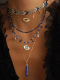 Black Wood Blue Eye | Antique Bead Choker Lapis Lazuli Handmade Custom Beaded Necklace