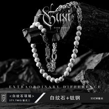 Load image into Gallery viewer, Fengshui Crystal Jewelry[Dream] Black Agate Titanium Steel NecklaceFengshui Crystal Jewelry [Dream] Black Agate Titanium Steel Necklace Men&#39;s Design Sense Niche Black and White Beaded High-Grade Sweater Chain
Chain material: titaniuBuddha&amp;EnergyBuddha&amp;EnergyFengshui Crystal Jewelry[Dream] Black Agate Titanium Steel Necklace