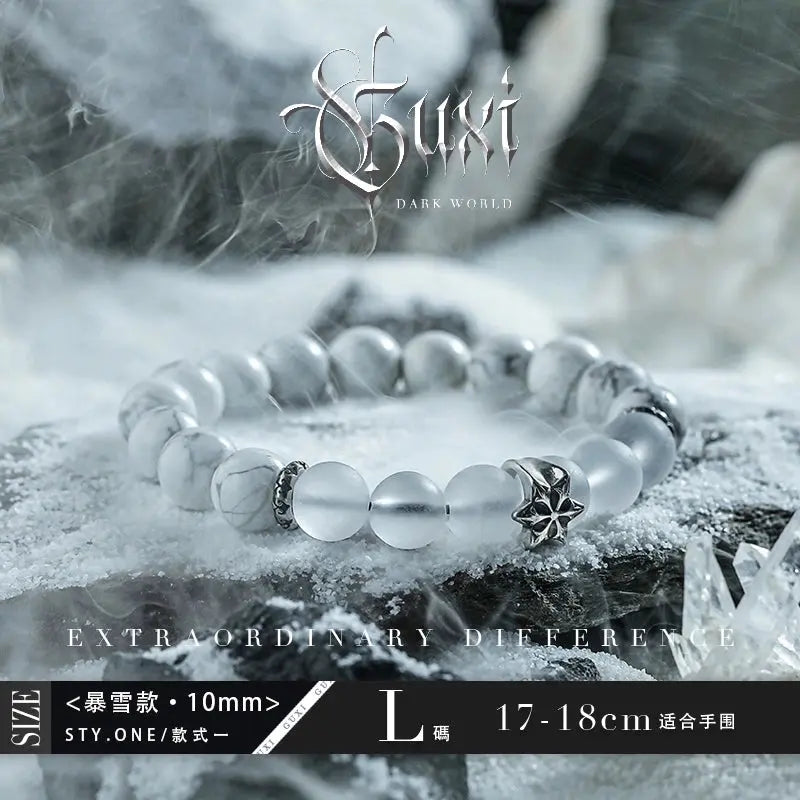 GUI [Snow] Niche White Crystal Bracelet Men's High Sense Bead Bracelets Couple for Boyfriend Ornament Simple Buddha&Energy