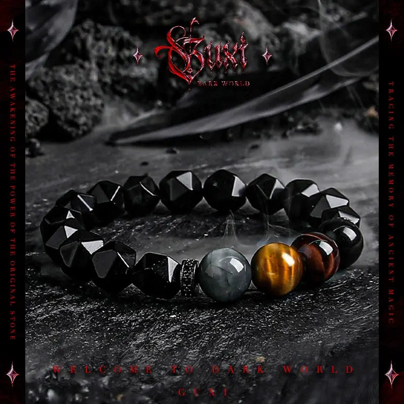 [Time] Obsidian Bracelet Men's High-Grade Niche Beads Couple Bracelet for Boyfriend Birthday Gift Buddha&Energy