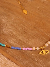 Load image into Gallery viewer, Black Wood Rainbow Demon Eye Clavicle Necklace Domestic Bead Buddha&amp;Energy