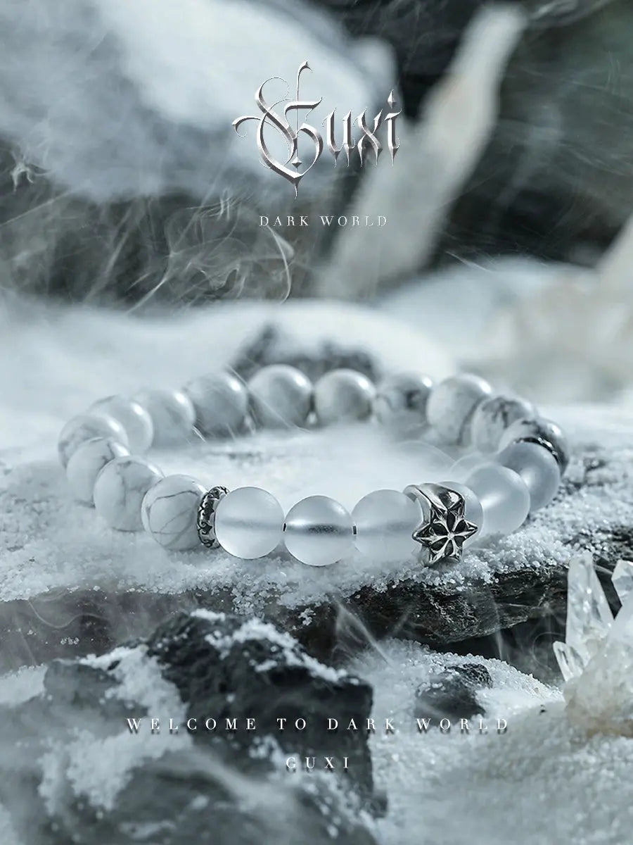 GUI [Snow] Niche White Crystal Bracelet Men's High Sense Bead Bracelets Couple for Boyfriend Ornament Simple Buddha&Energy