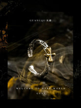 Load image into Gallery viewer, Fengshui Crystal Jewelry[Guangqi] Dark Style Cross 925 Silver RingFengshui Crystal Jewelry[Guangqi] Dark Style Cross 925 Silver Ring Men&#39;s High-Grade Personality Ring Niche Open Ring
Material: SilverMaterial: 925 silverPattern: CroBuddha&amp;EnergyBuddha&amp;EnergyFengshui Crystal Jewelry[Guangqi] Dark Style Cross 925 Silver Ring
