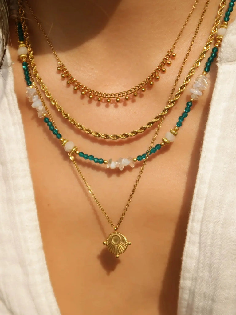 Blackwood jewelry Opal | Natural Crystal | Original Gold Plated Twin Necklace Combination Buddha&Energy