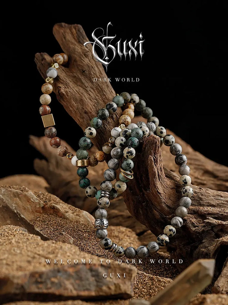 GUI [Exploration] Colorful Beads Bracelet Boys Trendy Niche Retro High Senses for Boyfriend Jewelry Bracelet Buddha&Energy