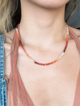 Load image into Gallery viewer, Black Wood Gradient Mexican Fire Opal Custom Beaded Necklace Buddha&amp;Energy