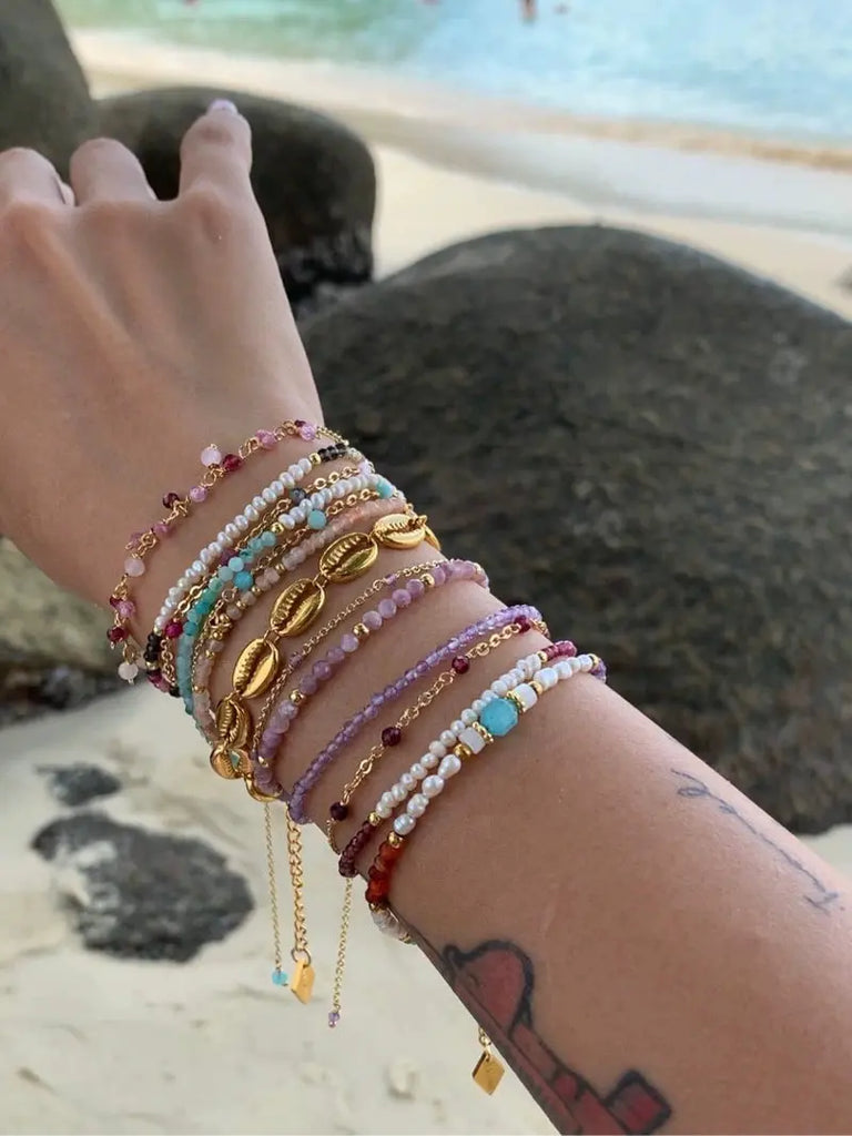 Black Wood Amethyst Amazonite Garnet Pink Crystal Pearl Bracelet Series Buddha&Energy