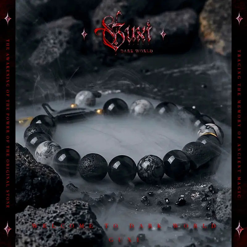 GUI [Cold Night] Vintage Obsidian Bracelet Men's High Sense Niche CrysBuddha&EnergyBuddha&EnergyHigh Sense Niche Crystal Bracelet Beads Couple Jewelry Gift