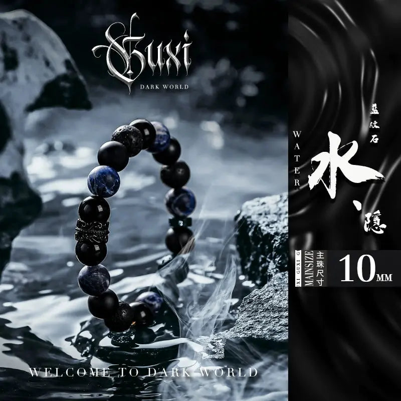 Fengshui crystal jewelry[Black Warrior] Obsidian Amethyst Bracelet Buddha&Energy
