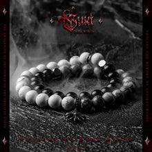 Load image into Gallery viewer, Fengshui Crystal Jewelry[Fog] Niche Obsidian BraceletFengshui Crystal Jewelry[Fog] Niche Obsidian Bracelet Men&#39;s White Crystal Bead Bracelets Volcanic Rock Double Layer Ornament All-Match
Style: Original designNovelty:Buddha&amp;EnergyBuddha&amp;EnergyFengshui Crystal Jewelry[Fog] Niche Obsidian Bracelet