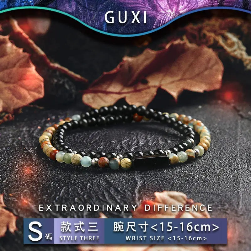 Guxi [Landscape] Special-Interest Design Obsidian Bracelet Men's High Sense Original Multi-Circle Small Bead Bracelet Ornament Buddha&Energy