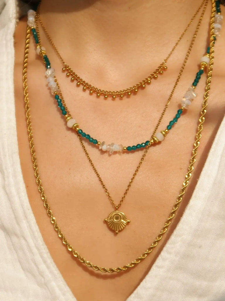 Blackwood jewelry Opal | Natural Crystal | Original Gold Plated Twin Necklace Combination Buddha&Energy