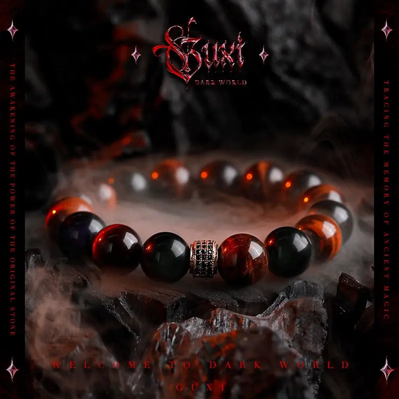 GUI [The Fatal Encounter] Obsidian Bracelet Boys Niche High Sense Tiger eye Bead Bracelets for Boyfriend Ornament Buddha&Energy